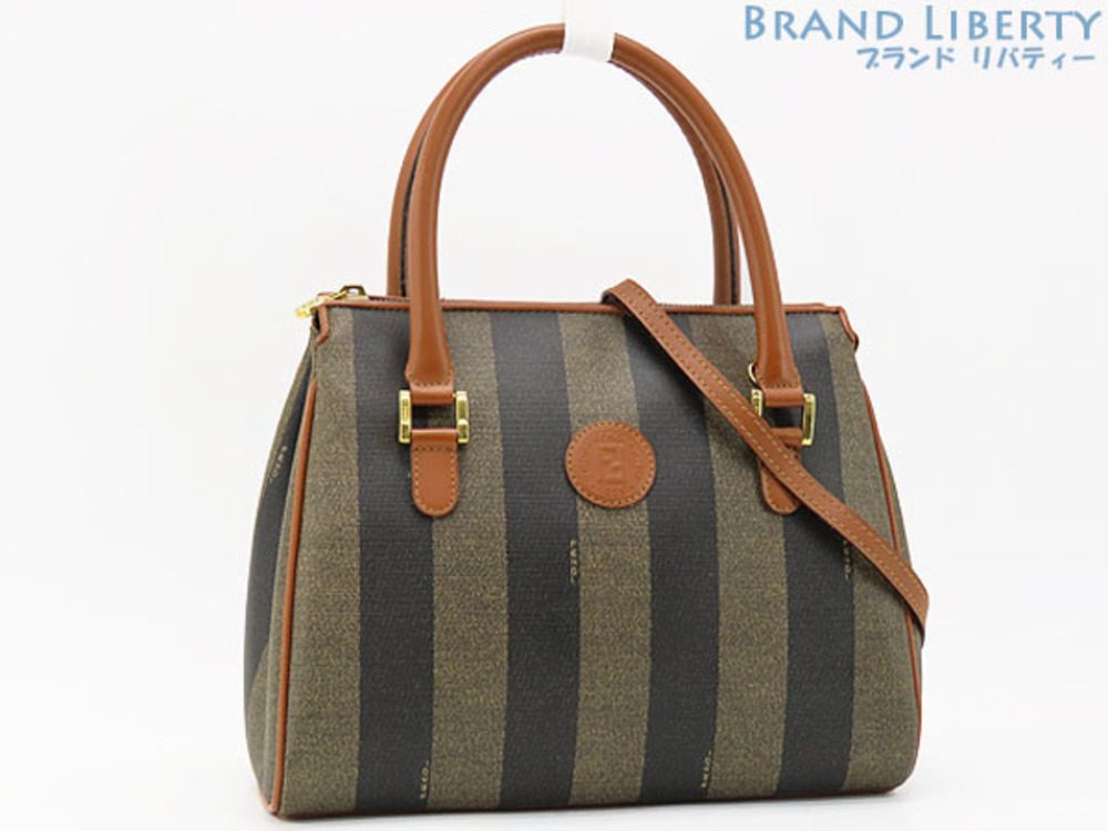 Fendi Pequin stripe Handbag crossbody bag shoulder pochette black brown